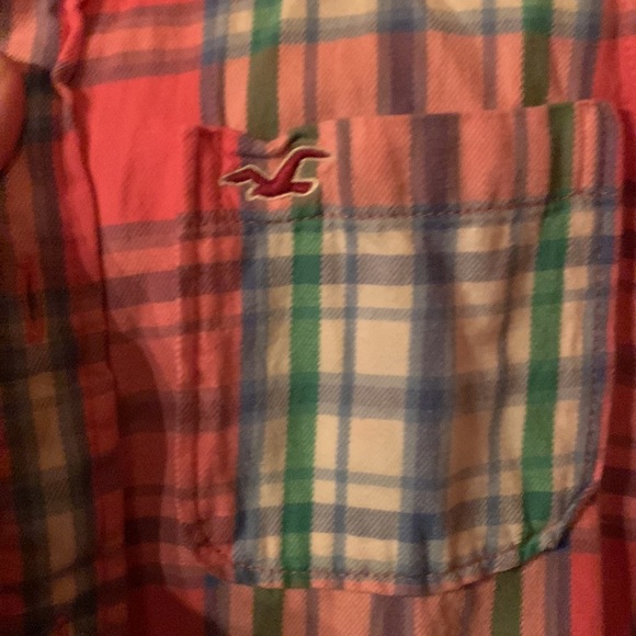 Pink and green blue, striped button up. - Picture 3 of 4
